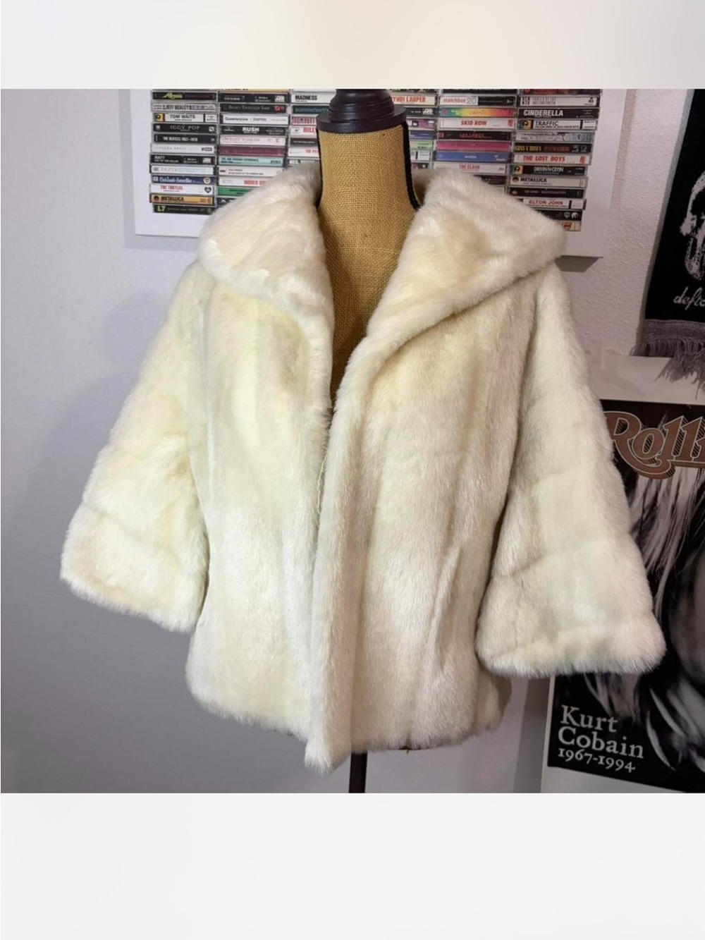 Ivory Faux Fur Short Coat - Women's Elegant Jacket